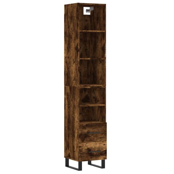 vidaXL Skř&iacute;ň highboard kouřov&yacute; dub 34,5 x 34 x 180 cm kompozitn&iacute; dřevo