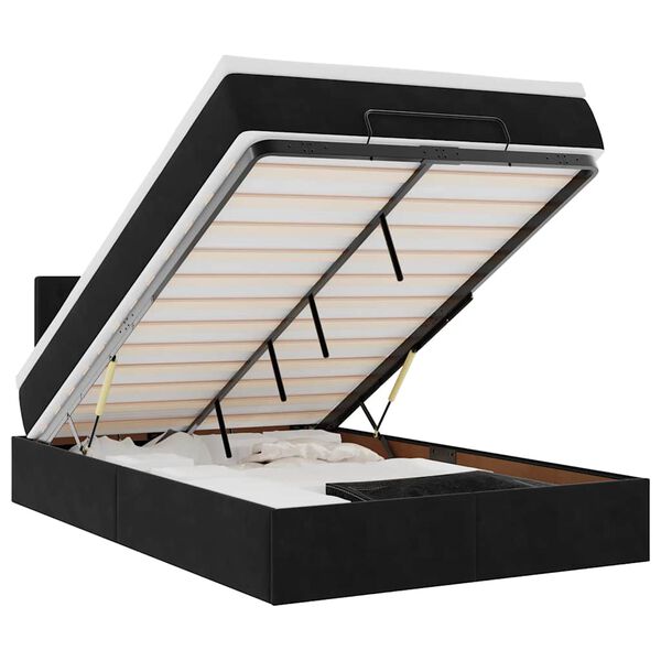 vidaXL Osmansk&aacute; postel s matrac&iacute; & LED čern&aacute; 120x190cm samet