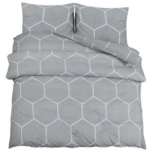 vidaXL Sada povlečen&iacute; na peřinu &scaron;ed&aacute; a b&iacute;l&aacute; 260x220 cm bavlna