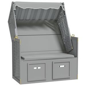 vidaXL Strandkorb se stř&iacute;&scaron;kou polyratan a masivn&iacute; dřevo &scaron;ed&yacute;