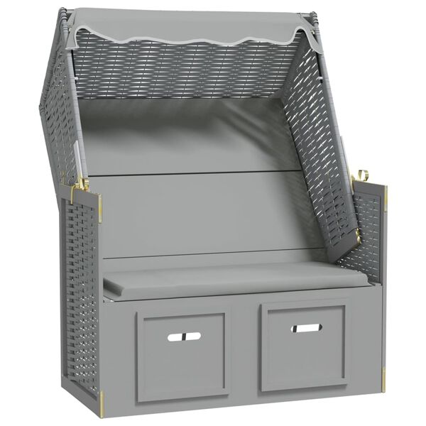 vidaXL Strandkorb se stř&iacute;&scaron;kou polyratan a masivn&iacute; dřevo &scaron;ed&yacute;