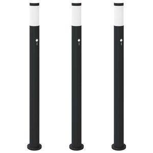 vidaXL Sloupkov&aacute; světla se senzorem 3 ks 110 cm nerezov&aacute; ocel IP44