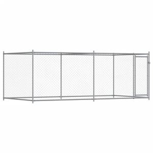 vidaXL Klec pro psy s dv&iacute;řky &scaron;ed&aacute; 4 x 2 x 1,5 m pozinkovan&aacute; ocel