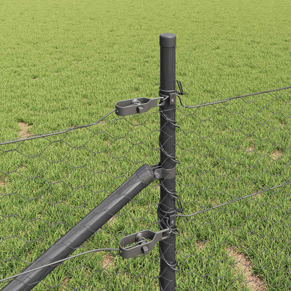 vidaXL Plotov&yacute; sloupek. &Scaron;ed&aacute; 25 x 0,4 m (36 mm s&iacute;ť) Ocel a PVC