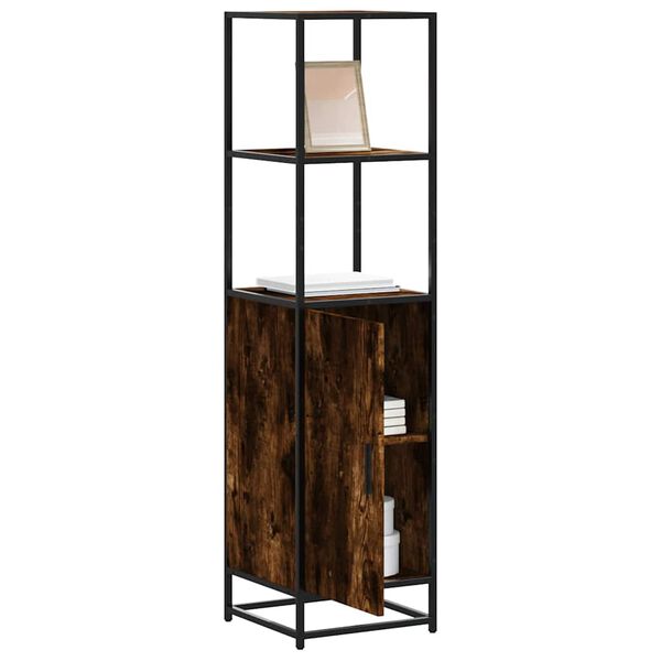 vidaXL Skř&iacute;ň highboard kouřov&yacute; dub 35,5x35x139 cm kompozit a kov