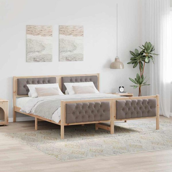 vidaXL R&aacute;m postele s čelo Taupe 180 x 200 cm Masivn&iacute; borov&eacute; dřevo