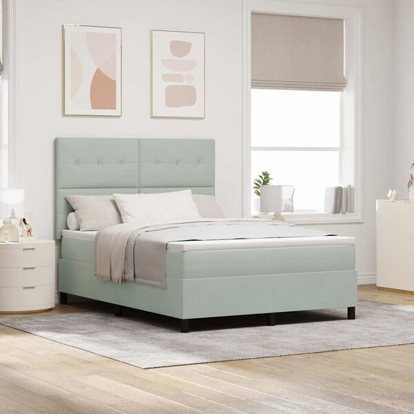 vidaXL LED box pružinov&aacute; postel s čelo Světle &scaron;ed&aacute; 140 x 200 cm textil