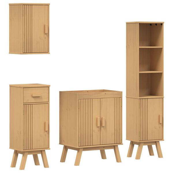 vidaXL Sada koupelnového nábytku 4 pcs Hnědá 114 x 43 x 73.5 cm