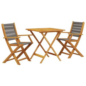 vidaXL 3d&iacute;ln&yacute; bistro set &scaron;ed&yacute; polypropylen a masivn&iacute; dřevo