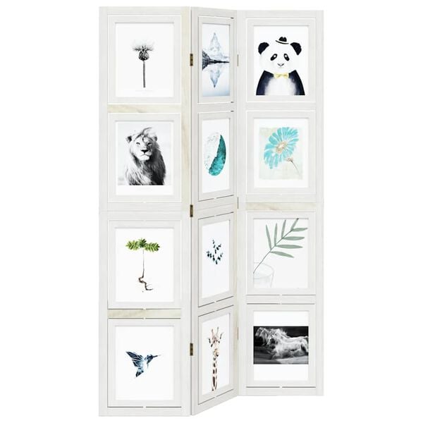 vidaXL Parav&aacute;n 3d&iacute;ln&yacute; b&iacute;l&yacute; masivn&iacute; dřevo pavlovnie