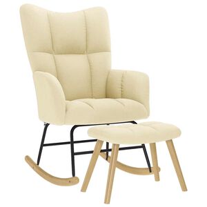 vidaXL Houpac&iacute; křeslo s podnožkou kr&eacute;mov&eacute; textil