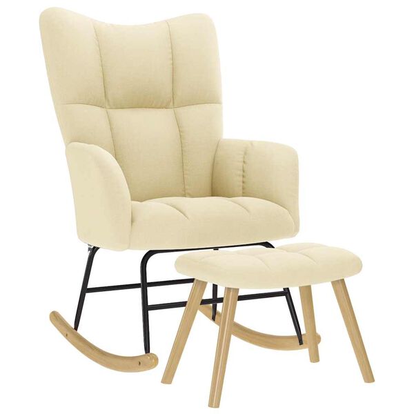 vidaXL Houpac&iacute; křeslo s podnožkou kr&eacute;mov&eacute; textil