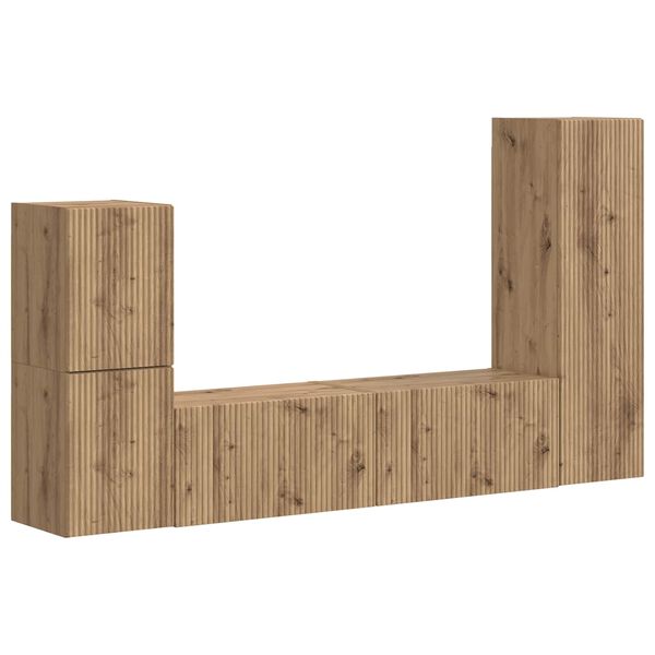 vidaXL Sestava TV skř&iacute;něk 4 pcs Artisanov&yacute; dub kompozitn&iacute; dřevo