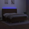 vidaXL Box spring postel s matrac&iacute; a LED tmavě hněd&aacute; 180x200 cm textil