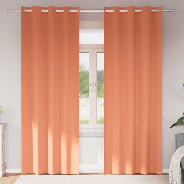 vidaXL Závěsy na zatemnění s kroužky 2 pcs Cihlová 260 x 140 cm
