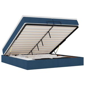 vidaXL Osmansk&yacute; r&aacute;m postele s matrac&iacute;es modr&aacute; 200x200cm textil