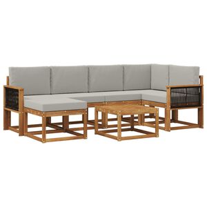 vidaXL Venkovn&iacute; pohovkov&aacute; souprava 7 pcs Př&iacute;rodn&iacute; a světle &scaron;ed&aacute;