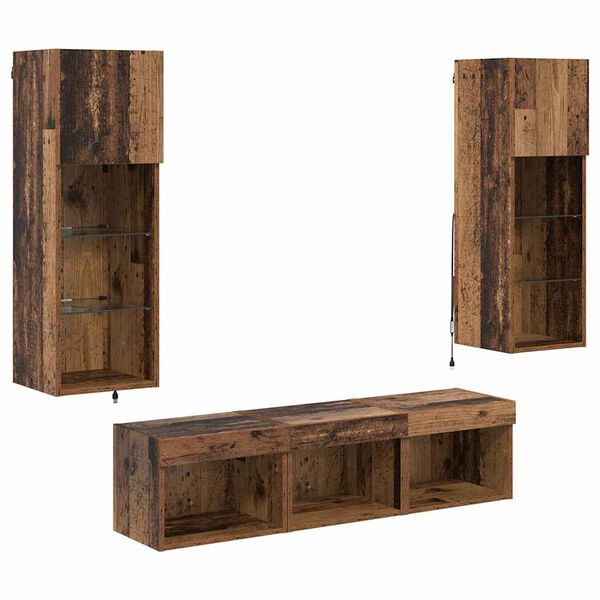 vidaXL N&aacute;bytkov&eacute; stěny pro TV 5 pcs Čern&yacute; dub kompozitn&iacute; dřevo