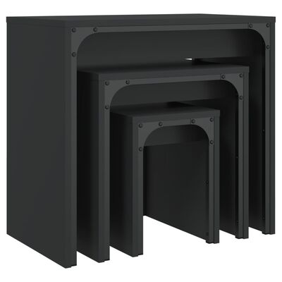vidaXL Hnízdové konferenční stolky 3 ks černé kompozitní dřevo