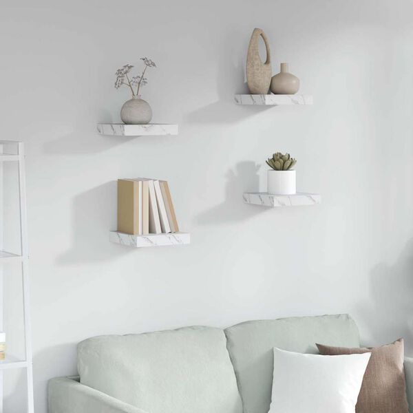 vidaXL N&aacute;stěnn&aacute; polička N&aacute;stěnn&yacute; 4 pcs B&iacute;l&yacute; mramor 23 x 23,5 x 4 cm