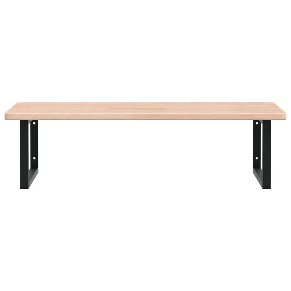 vidaXL Deska pod umyvadlo n&aacute;stěnn&aacute; ocel a masivn&iacute; dubov&eacute; dřevo