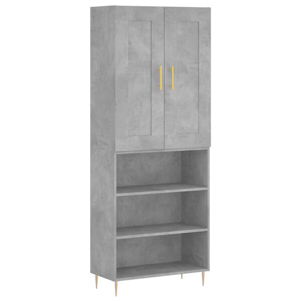 vidaXL Skř&iacute;ň highboard betonově &scaron;ed&aacute; 69,5x34x180 cm kompozitn&iacute; dřevo