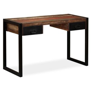 vidaXL Psac&iacute; stůl s 2 z&aacute;suvkami masivn&iacute; recyklovan&eacute; dřevo 120x50x76 cm