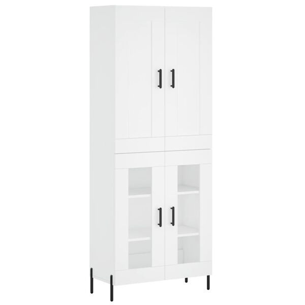 vidaXL Skř&iacute;ň highboard b&iacute;l&aacute; 69,5 x 34 x 180 cm kompozitn&iacute; dřevo