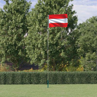 vidaXL Vlajka Rakouska a stožár 5,55 m hliník