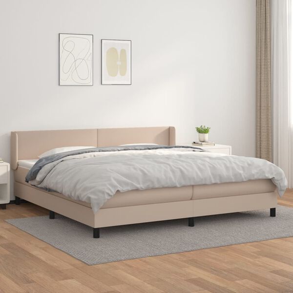 vidaXL Box spring postel s matrac&iacute; cappuccino 200 x 200 cm uměl&aacute; kůže