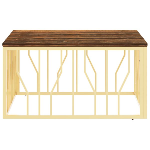 vidaXL Konferenční stolek zlatý nerezová ocel a recyklované dřevo