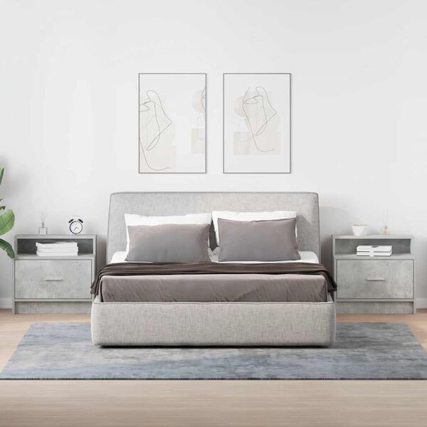 vidaXL Nočn&iacute; stolky se z&aacute;suvkou 2 ks betonově &scaron;ed&aacute; 51x31x47 cm