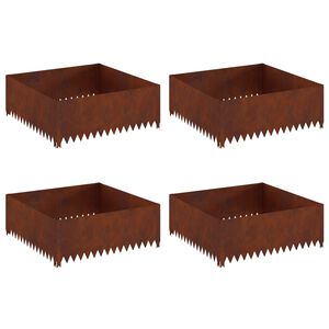 vidaXL Okraj tr&aacute;vn&iacute;ku 4 pcs 100 x 100 x 35 cm Ocel Rezav&aacute;