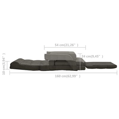 vidaXL Skládací lenoška na podlahu s funkcí postele tmavě šedá textil