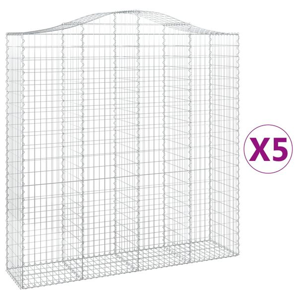 vidaXL Klenut&eacute; gabionov&eacute; ko&scaron;e 5 ks 200x50x200/220cm pozinkovan&eacute; železo