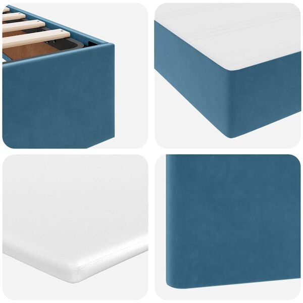 vidaXL Postel s &uacute;ložn&yacute;m prostorem a LED osvětlen&iacute;m Tmavě modr&aacute; samet