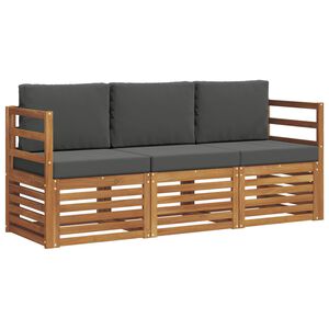 vidaXL Sedac&iacute; soupravy s pol&scaron;t&aacute;řem 3 pcs Přirozen&aacute; a Anthracitov&aacute;