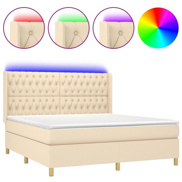vidaXL Box spring postel s matrac&iacute; a LED kr&eacute;mov&aacute; 160x200 cm textil