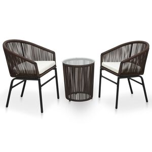 vidaXL 3d&iacute;ln&yacute; bistro set s podu&scaron;kami PE ratan hněd&yacute;