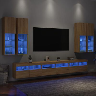 vidaXL 7dílná obývací stěna s LED osvětlením dub sonoma