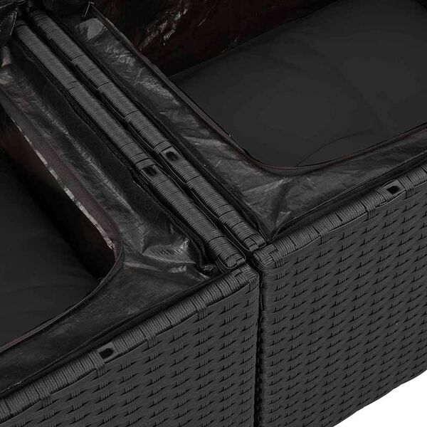 vidaXL Sada zahradn&iacute;ch pohovek s &uacute;loži&scaron;těm 5 pcs Čern&aacute; polyratan