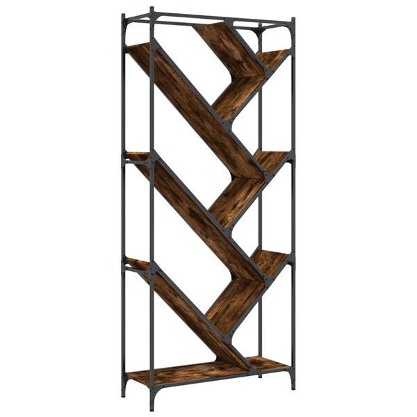 vidaXL Knihovna kouřový dub 79 x 30 x 180 cm kompozitní dřevo a kov