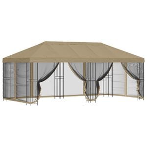 vidaXL Alt&aacute;n s bočn&iacute;mi stěnami 6 x 3 m B&eacute;žov&aacute; Polyester a ocel 190 gsm