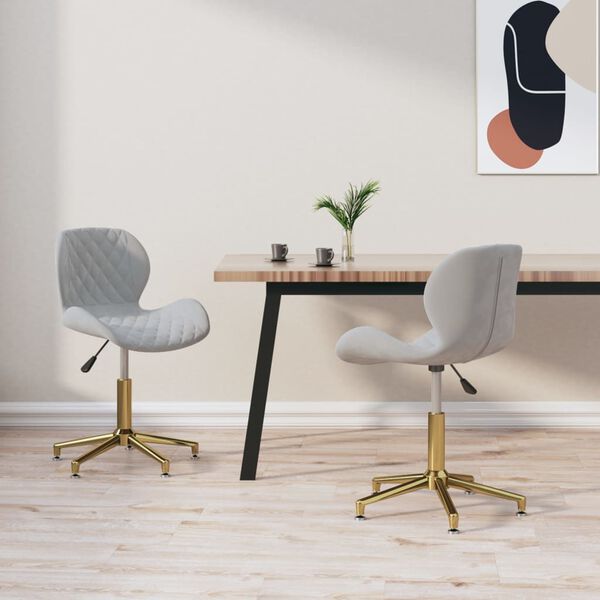 vidaXL Otočn&eacute; j&iacute;deln&iacute; židle 2 ks světle &scaron;ed&eacute; samet