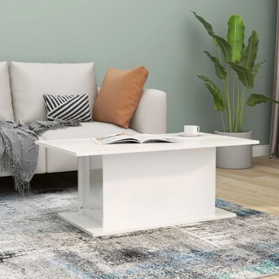 vidaXL Konferenční stolek bílý vysoký lesk 102x55,5x40 cm dřevotříska