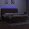 vidaXL Box spring postel s matrac&iacute; a LED tmavě hněd&aacute; 200x200 cm textil