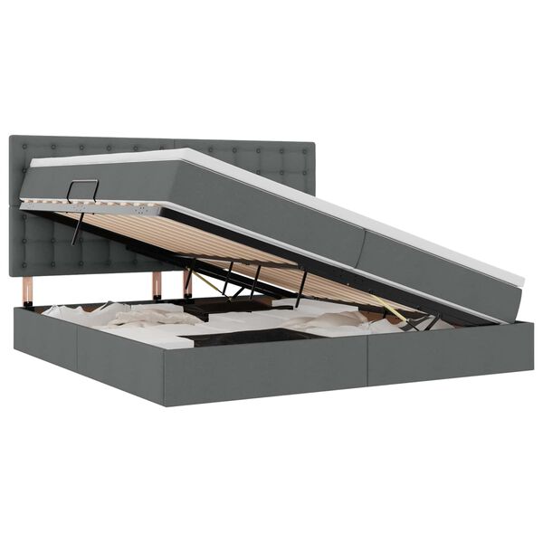 vidaXL Postel s &uacute;ložn&yacute;m prostorem a matrac&iacute; Tmavě &scaron;ed&aacute; 200 x 200 cm