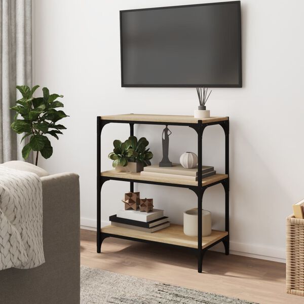 vidaXL Knihovna dub sonoma 60 x 33 x 70,5 cm kompozitn&iacute; dřevo a ocel