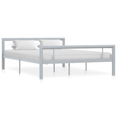 vidaXL Rám postele šedobílý kov 160 x 200 cm