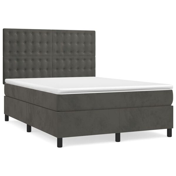 vidaXL Box spring postel s matrac&iacute; tmavě &scaron;ed&yacute; 140 x 190 cm samet